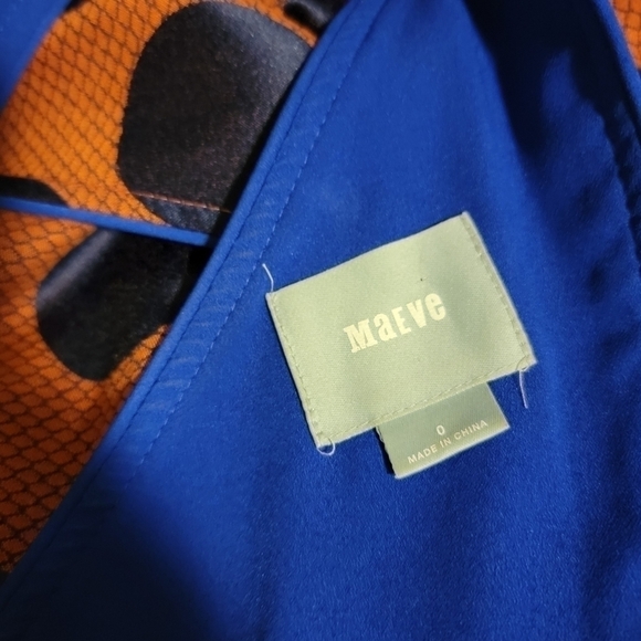 Anthropologie Maeve Rokin Navy Orange Polka Dot Dress Size 0 - Picture 7 of 7